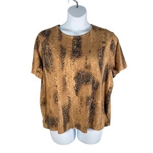 Lauren Ralph Lauren Top 3X Snake Python Print 100% Cotton Short Sleeve Tee